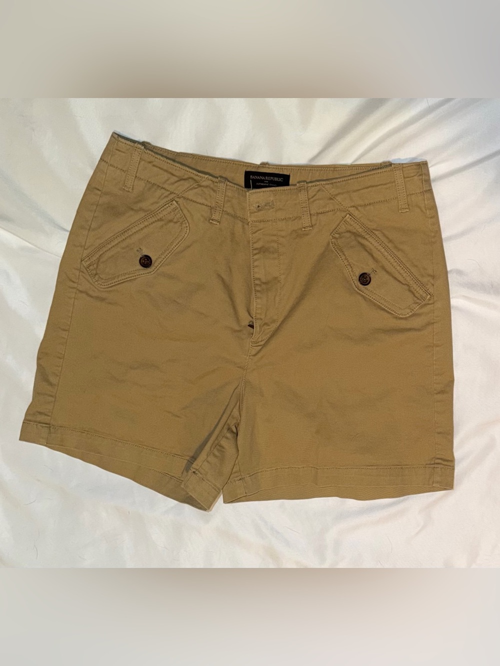 Banana Republic Women’s Khaki Chino Shorts with Button-Flap Pockets